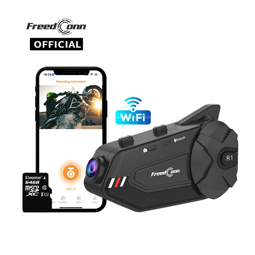 Universal Motorcycle Helmet Intercom Headset - Freedconn r1plus bluetooth motocicleta interfone capacete