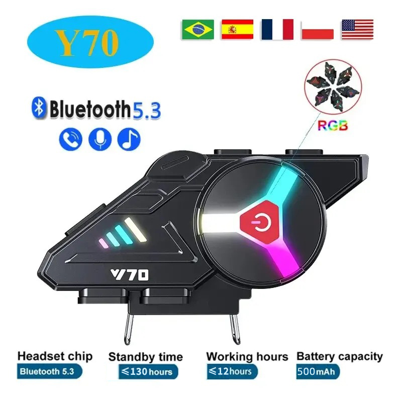 Full Face Motorcycle Helmet With Bluetooth - Y70 motocicleta capacete bluetooth fone de