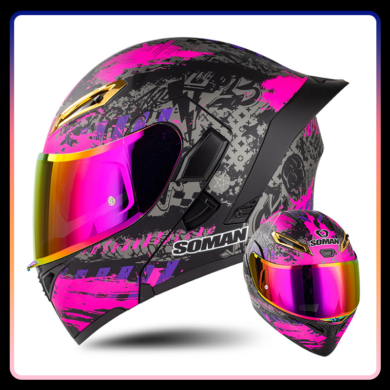 Modular Flip Up Motorcycle Helmet Dot Approved - Homens mulheres capacetes de motocicleta rosto