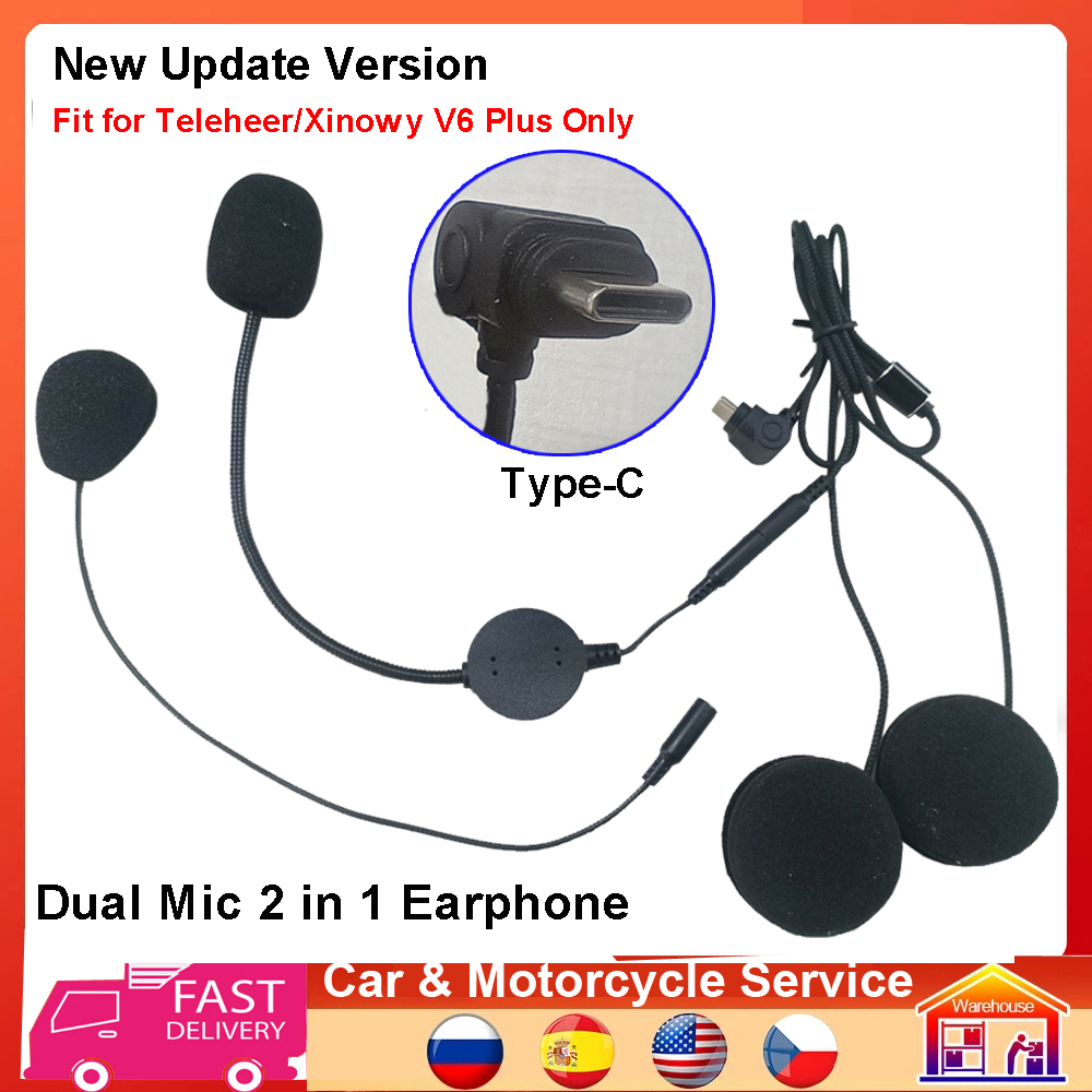 Universal Motorcycle Helmet Intercom Headset - Fone de ouvido tipo C 2