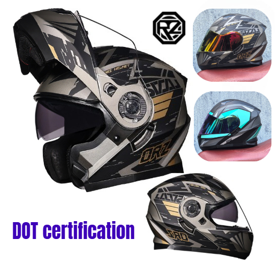 Dual Visor Motorcycle Racing Helmet - Orz rosto cheio dupla viseira capacete