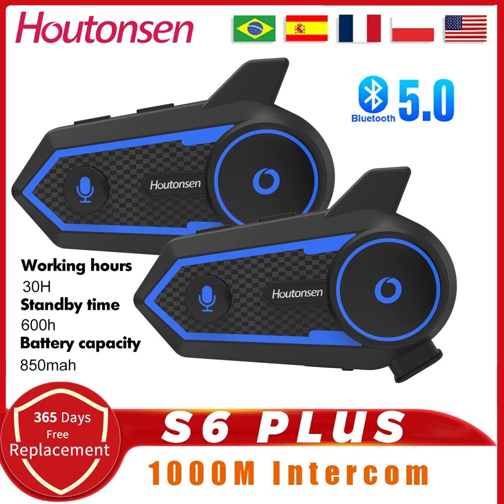 Universal Motorcycle Helmet Intercom Headset - Houtonsen-Impermeável Capacete de Motocicleta Interfone, MP3