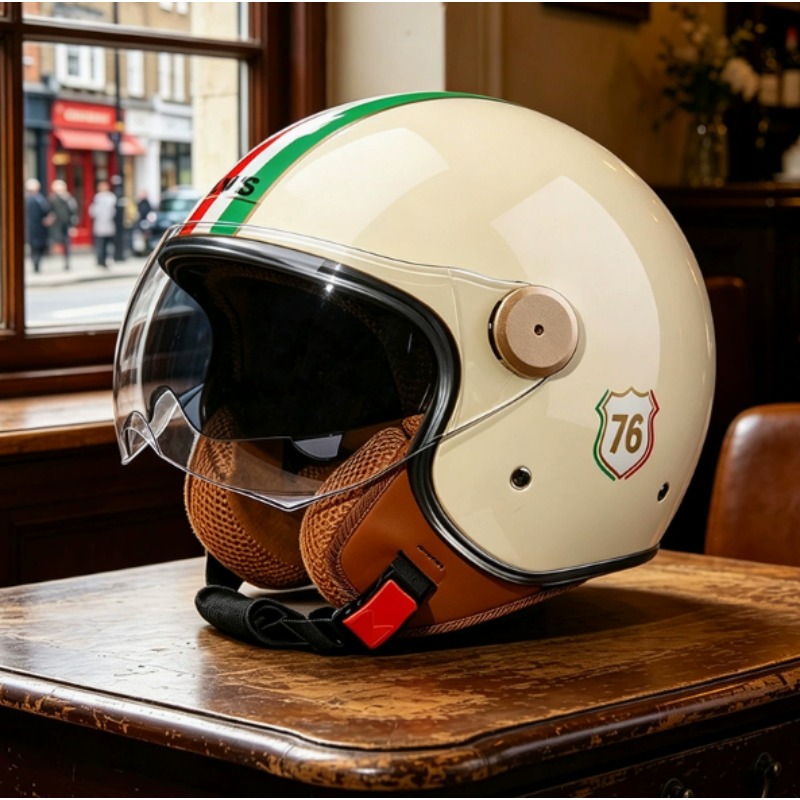Capacete de Motocicleta Aberto - Vintage Open Face Retro Helmet avaliação e preço