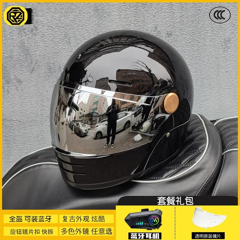 Capacete de Moto Retrô ORZ Uni - Full Face Motorcycle Helmet With Bluetooth avaliação e preço