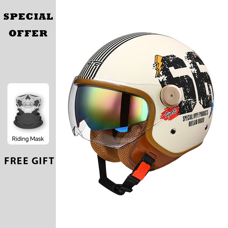 Retro rosto aberto capacetes d - Vintage Open Face Retro Helmet avaliação e preço