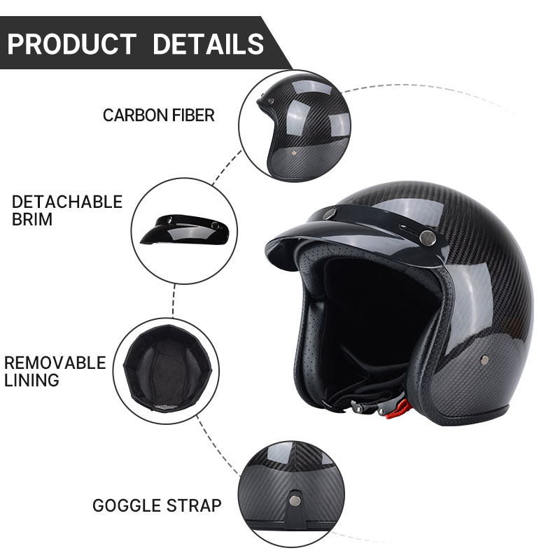Capacete vintage de fibra de c - Carbon Fiber Lightweight Motorcycle Helmet avaliação e preço