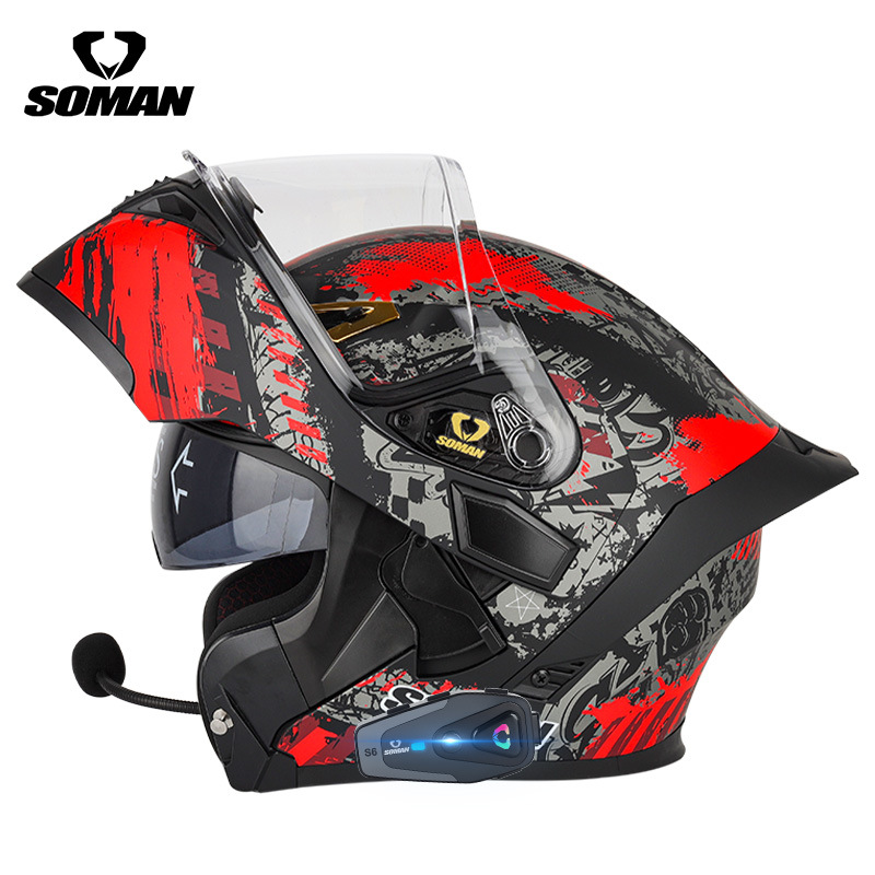 Capacete de motocicleta SOMAN  - Dual Visor Motorcycle Racing Helmet avaliação e preço
