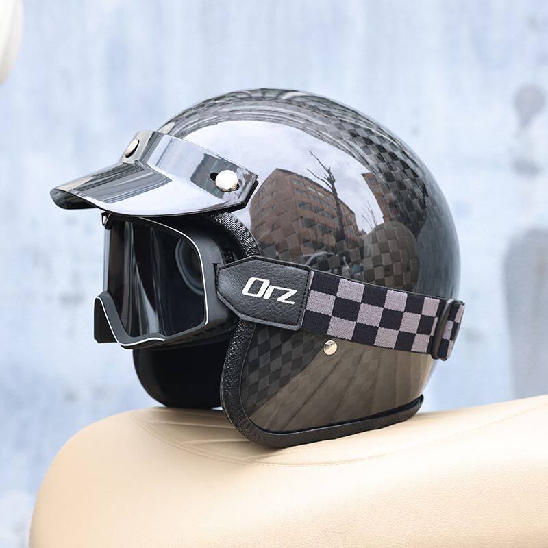 Capacete Vintage de Fibra de C - Carbon Fiber Lightweight Motorcycle Helmet avaliação e preço