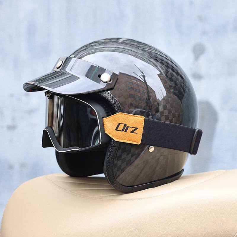 Capacete Vintage de Fibra de C - Carbon Fiber Lightweight Motorcycle Helmet avaliação e preço
