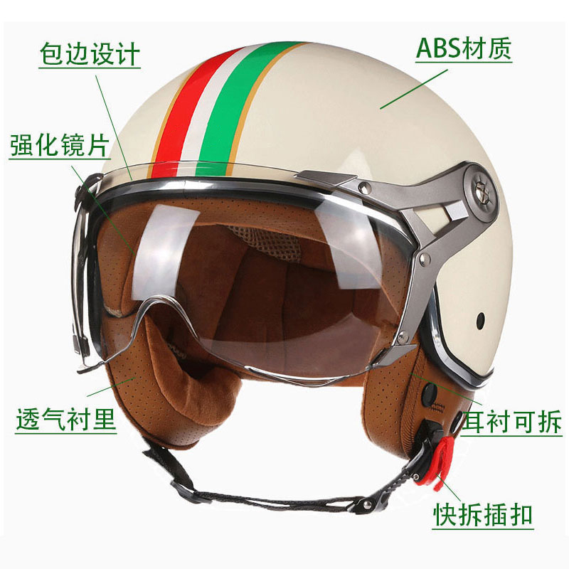 Capacetes de Moto Abertos 3/4  - Vintage Open Face Retro Helmet avaliação e preço