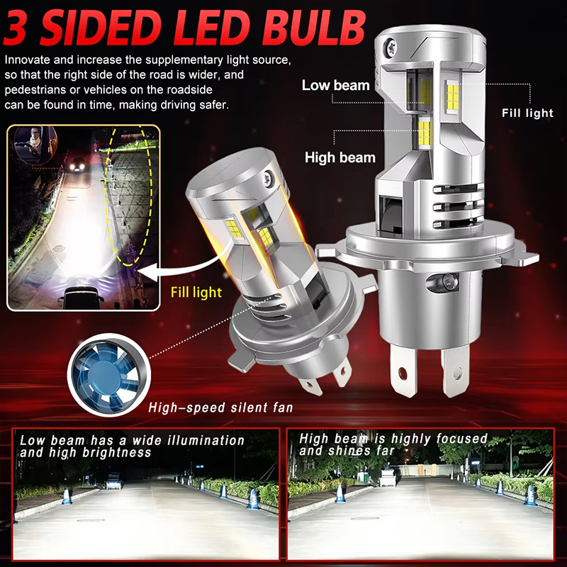 Faróis LED H4 Canbus 12V 9003  - Universal Motorcycle Led Headlight Projector avaliação e preço