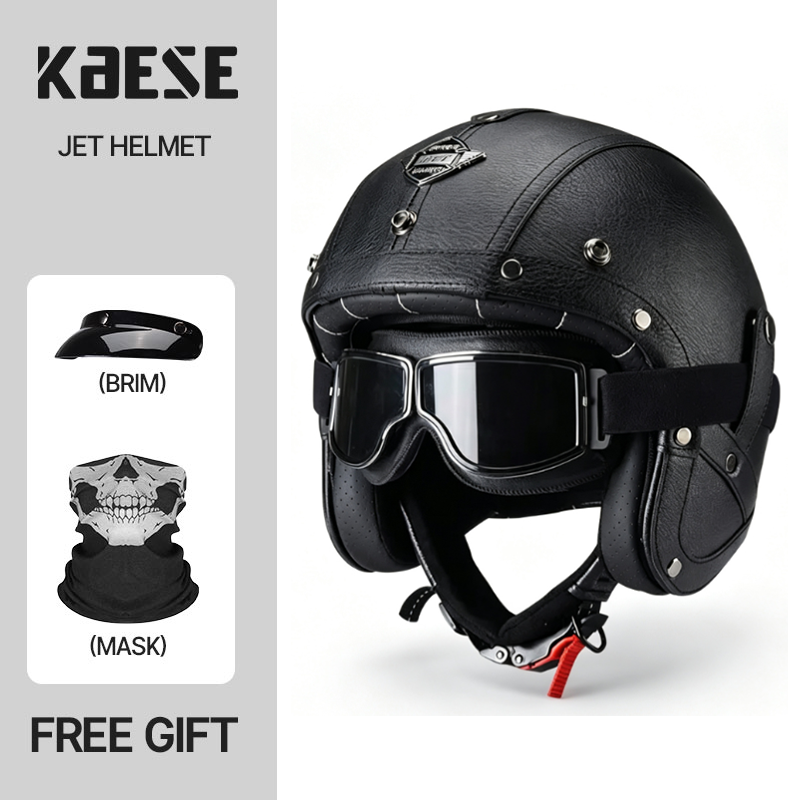 Capacete Jet KAESE Clássico Ci - Vintage Open Face Retro Helmet avaliação e preço