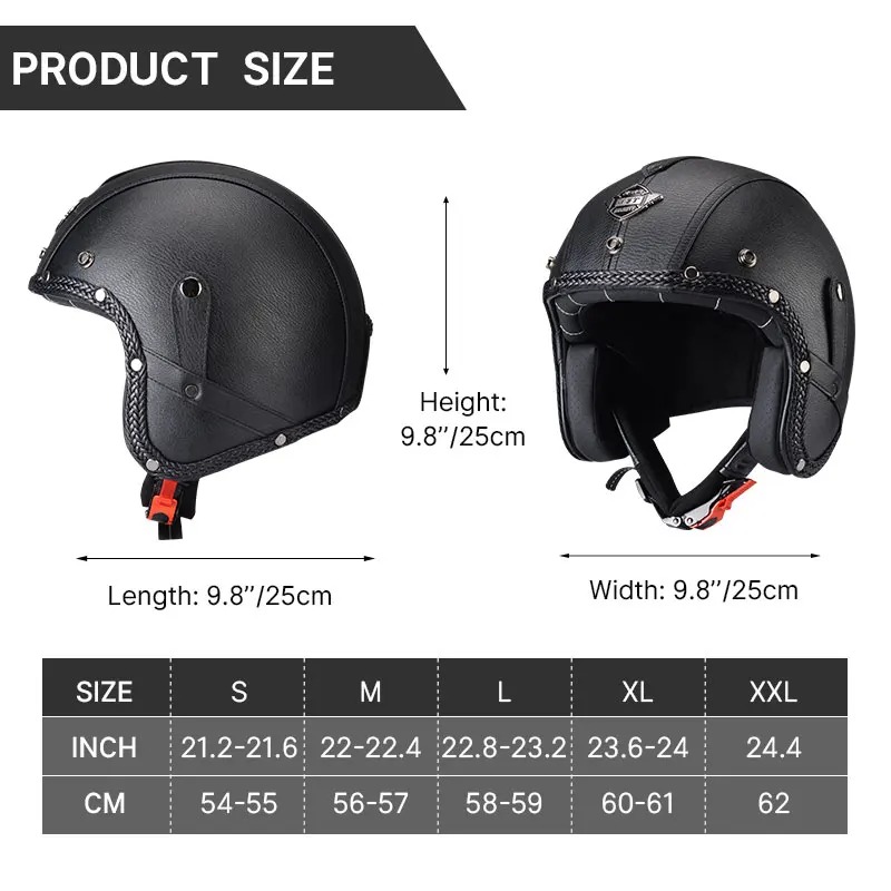 Capacete Jet KAESE Clássico Ci - Vintage Open Face Retro Helmet avaliação e preço